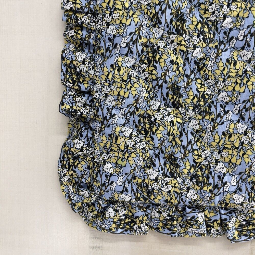 POMPdeLUX girls Floral Ruffle Quilted Cotton Tote Bag Purse Blue - Picture 3 of 6